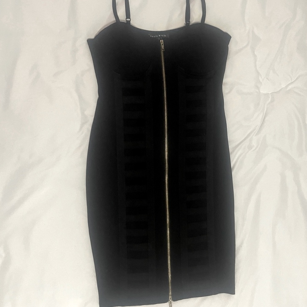 Black Bondage Front zip Mini